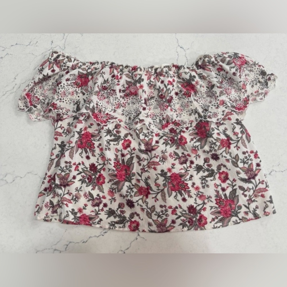 American Eagle Floral Off the Shoulder Top Size Medium Boho Summer